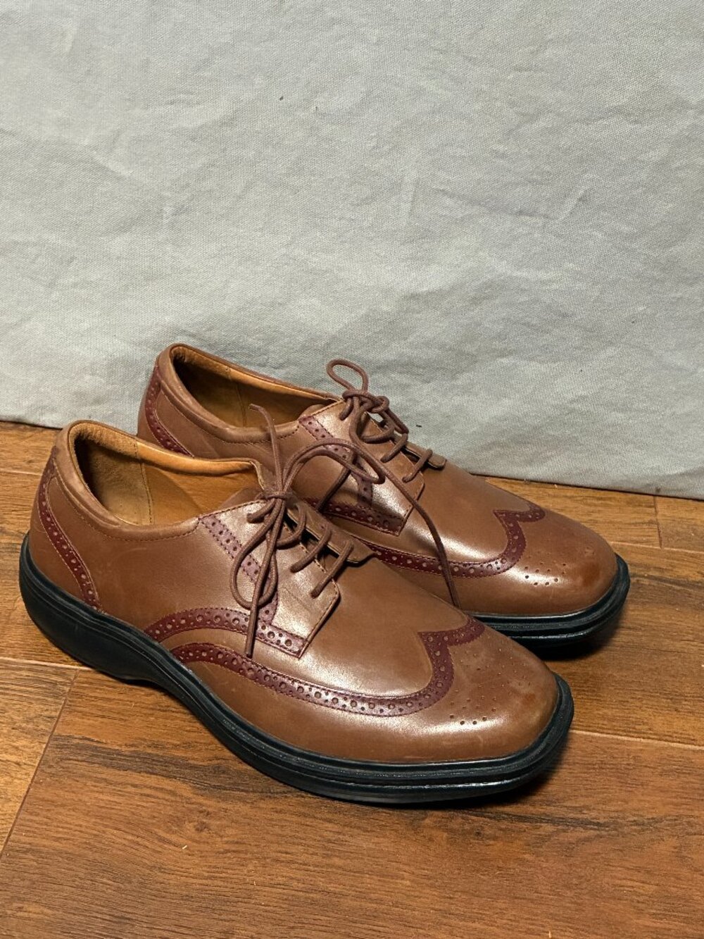 NEW Dr. Comfort 8320 Wing Brown Lace-Up Wingtip brogue Oxford Shoes Men's 9 Wide